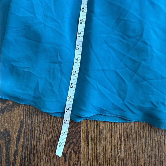 Morilee women 14 Teal 21532 maxi chiffon bridesmaid dress V neck - Picture 8 of 11